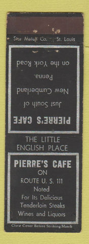 Matchbook Cover - Pierre's Cafe New Cumberland PA STAR