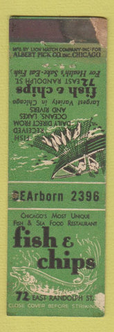 Matchbook Cover - Fish and Chips Chicago IL POOR STRIKER
