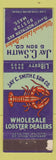 Matchbook Cover - Jay C Smith Lobster Dealers Boston MA WORN STRIKER