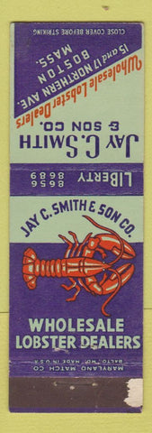 Matchbook Cover - Jay C Smith Lobster Dealers Boston MA WORN STRIKER