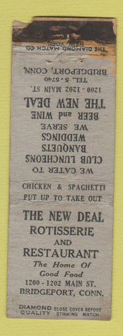 Matchbook Cover - New Deal Restaurant Bridgeport CT DQ POOR STRIKER