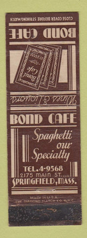 Matchbook Cover - Bond Cafe Springfield MA WEAR