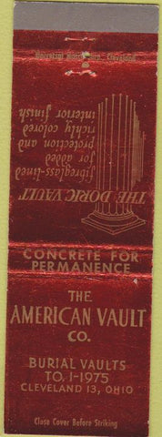 Matchbook Cover - American Vault Co Cleveland OH