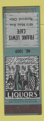 Matchbook Cover - Frank Lewis Cafe Norwood OH ADVANCE