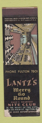 Matchbook Cover - Lantz's Merry Go Round Dayton OH FEATURE WORN SAMPLE
