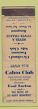 Matchbook Cover - Cabin Club Cleveland OH Paul Burton WEAR