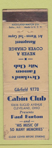 Matchbook Cover - Cabin Club Cleveland OH Paul Burton WEAR