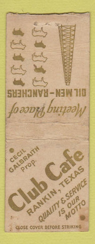 Matchbook Cover - Club Cafe Rankin TX BOBTAIL WEAR