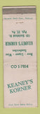 Matchbook Cover - Keaney's Korner Pittsburgh PA WEAR