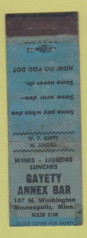 Matchbook Cover - Gayety Annex Bar Minneapolis MN WORN