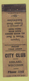 Matchbook Cover - City Club Ashland WI WEAR
