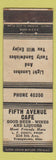 Matchbook Cover - Fifth Avenue Cafe Youngstown OH
