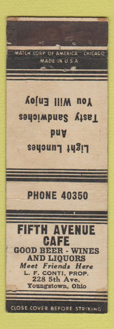 Matchbook Cover - Fifth Avenue Cafe Youngstown OH