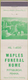 Matchbook Cover - Waples Funeral Home Pittsburgh PA