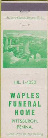 Matchbook Cover - Waples Funeral Home Pittsburgh PA