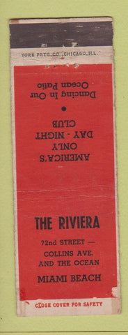 Matchbook Cover - Riviera Miami Beach FL Club