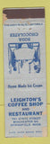 Matchbook Cover - Leighton's Coffee Shop Restaurant Springfield MA WEAR