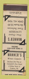 Matchbook Cover - Wanner's Restaurant Crafton PA