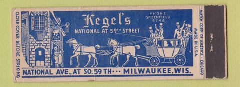 Matchbook Cover - Kegel's Milwaukee WI WEAR Full Length