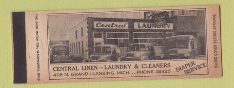 Matchbook Cover - Central Laundry Lansing MI Full Length