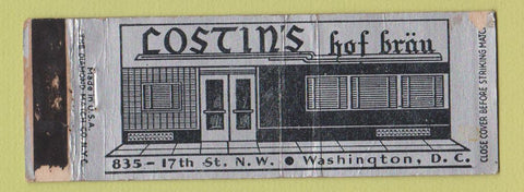 Matchbook Cover - Costin's Hof Brau Washington DC WORN Full Length