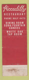 Matchbook Cover - Piccadilly Restaurant Milwaukee WI WEAR