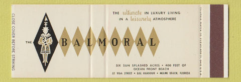 Matchbook Cover - Balmoral Miami Beach FL SAMPLE Full Length