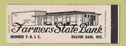 Matchbook Cover - Farmers State Bank Beaver Dam WI Full Length