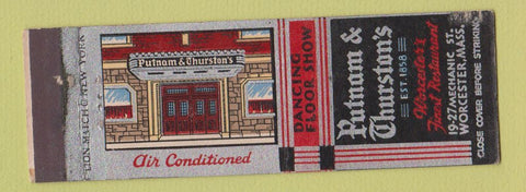 Matchbook Cover - Putnam & Thurston's Restaurant Worcester MA