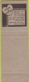 Matchbook Cover - Miller Pump Service Cedars PA hillbilly