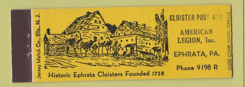 Matchbook Cover - American Legion Ephrata PA Full Length