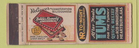 Matchbook Cover - Tums Antacid Nature's Remedy UNIVERSAL LONG