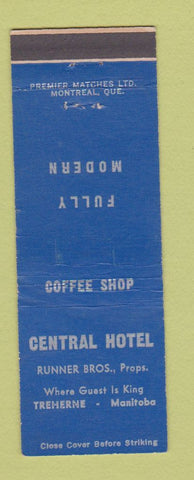 Matchbook Cover - Central Hotel Treherne MB