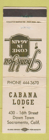 Matchbook Cover - Cabana Lodge Sacramento CA WEAR