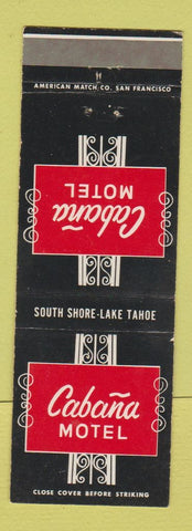 Matchbook Cover - Cabana Motel Lake Tahoe CA