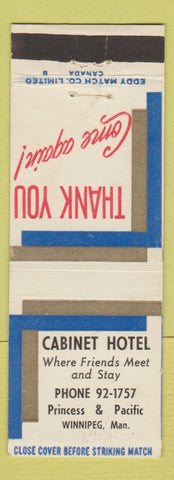 Matchbook Cover - Cabinet Hotel Winnipeg MB