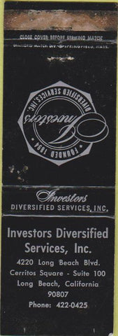 Matchbook Cover - Investors Diversified Long Beach CA WORN