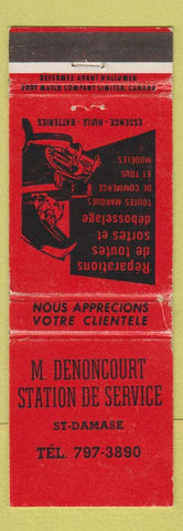 Matchbook Cover - M Denoncourt Station auto repair St Damase QC WEAR