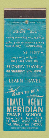 Matchbook Cover - Meridian Travel School New York City DD Bean