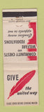 Matchbook Cover - United Way Community Chests Canada