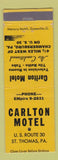 Matchbook Cover - Carlton Motel St Thomas PA