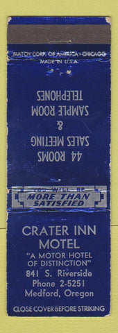 Matchbook Cover - Crater Inn Motel Medford OR WEAR