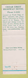 Matchbook Cover - Cedar Crest Highway Hotel 10th Anniversary West Lafayette IN
