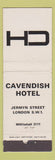 Matchbook Cover - Cavendish Hotel London UK England