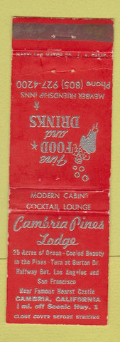 Matchbook Cover - Cambria Pines Lodge Cambria CA WORN