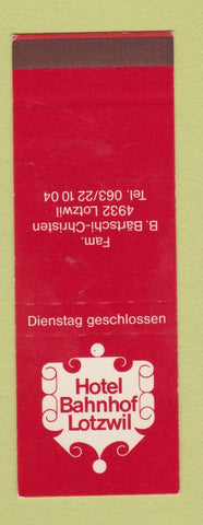 Matchbook Cover - Hotel Bahnhof Lotzwil SAMPLE