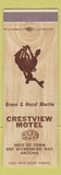 Matchbook Cover - Crestview Motel Out Wickenburg Way AZ