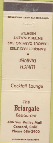 Matchbook Cover - Briargate Restaurant Concord CA