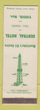 Matchbook Cover - Central Hotel Virden MB WEAR