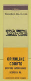 Matchbook Cover - Crinoline Courts Motel Bedford PA